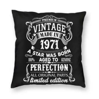 Cool Vintage Made In 1971 Square Pillow Case Home Decor 50 Years Old 50th Birthday Gift Cushion Cover For Living Room Decoration