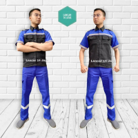Setelan Atasan Pendek Kombinasi Baju Safety Lengan Pendek Katelpak Wearpack Atasan Safety Kombinasi 
