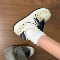 Low-top (less than 10cm height) Women's Rubber Lace-up Sneakers for Autumn 2024
