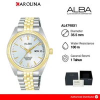Jam Tangan Pria Alba AL4798X1 Silver Dial Dual Tone Stainless Steel Strap