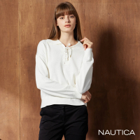 【NAUTICA】女裝 純色POLO領針織衫(白)