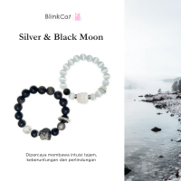 BlinkCat - Gelang Kristal Alami: Soulbond Series: Silver & Black Moon | Natural Crystal Bracelet Gel