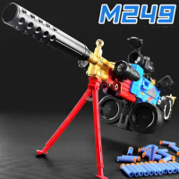 M249 Eva Soft Bullet Electric Burst Gun Toy Safe Airsoft Submachine Plastic Gun Weapon For Kid Boy Cs Fighting Shooting Fake Gun