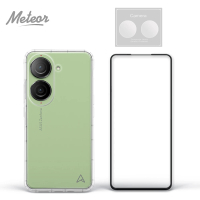 【Meteor】ASUS Zenfone 9 手機保護超值3件組(透明空壓殼+鋼化膜+鏡頭貼)