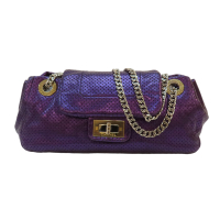 【二手名牌BRAND OFF】CHANEL 香奈兒 金屬紫色 羊皮 兩用包
