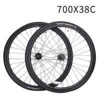 700c Wheel Set Off-road Road Bike Disc Brake Wheel Rims Aluminum Alloy Ball Hub Travel Wheel Set With Outer Tire Inner Tube 38c