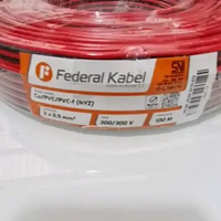 Kabel Federal NYZ Twin Round 2 x 0,5mm 300/300V 100M Merah Hitam