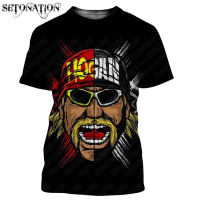 Musim Panas Lelaki dan Wanita Fesyen Hulk Hogan Baru Kemeja-T Bercetak 3D Sejuk Kemeja-T Gaya Haraju