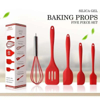 Spatula Set Alat Masak 5 in 1 Sutil Scrap Kocokan Silicone/Silikon - Warna Warni Kitchenware Wadah K