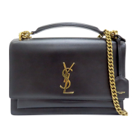 【二手名牌BRAND OFF】SAINT LAURENT YSL 聖羅蘭 黑色 牛皮 Sunset 兩用包