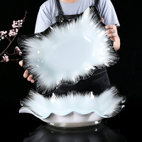 玻璃刺身專用盤拼盤長方形大號高檔海鮮姿造盤三文魚冰盤創意盤子