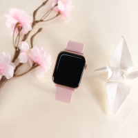 【Watchband】Apple Watch 全系列通用錶帶 蘋果手錶替用錶帶 同色扣頭及連接器 矽膠錶帶(淺粉色)