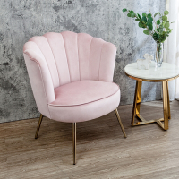 Boden-托倫貝殼造型粉色絨布單人休閒椅/沙發椅/洽談餐椅-78x73x87cm