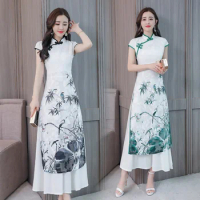 Vietnam Traditional Dress Women Summer 2020 Cheongsam Oriental Dress Chinese Style Qipao Ao Dai Dress Vietnam Clothing FF2773