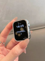 全城熱賣 - 鑲鑽PC邊框硬殼適用蘋果手錶s11通用iwatchs10半包保護殼華為FIT4銀色適用：紅米watch5