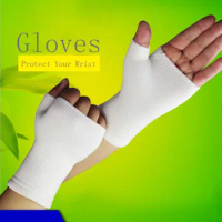 Study Student Latex Palm Hand Ventilate Wrist Supports Fingerless Gloves Elastic Writting Mitten Wrist Guard Gloves