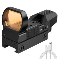 Red Dot Sight Tactical Riflescope Rechargeable Red Dot Scope Reflex Sight Collimator Sight Hunting Sight 20mm Airsoft Accessory
