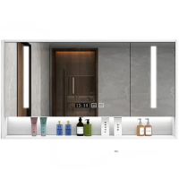 Simple Apartment Smart Bathroom Mirror Cabinet Luxury Dormitory Storage Shelf Solid Wood Hotel Toilet Cabinet Bathroom Furniture