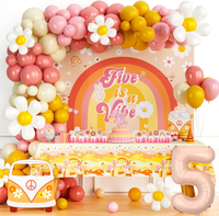 Five Is a Vibe Birthday Party Decorations Girl Boho Floral Daisy Hippie Groovy 5th Party Decorations