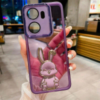 เคสโทรศัพท์, ขายึดกระต่ายน่ารัก, ฟิล์มเลนส์, วัสดุ TPU อ่อน, กันกระแทก, เข้ากันได้กับ OPPO Reno14 5G