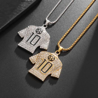 Fashion Trend Quanhao Stone Inlaid No. 10 Jersey Pendant Necklace for Football Lovers Hip-Hop Punk Sports Decorative Accessories