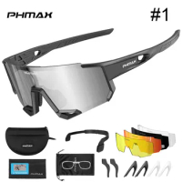 PHMAX Cycling Sunglasses Polarized Bike Glasses Road Anti-UV Photochromic Lens Men Cycling Glasses