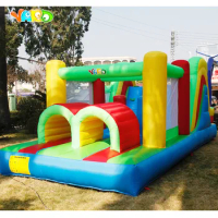 Inflatable Bounce House Obstacle Course Double Slides 6.4x2.8x2.5m Inflatable Trampoline Funny Bouncy Castle Christmas Gift