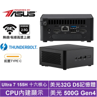 ASUS 華碩 NUC i7十六核{遊騎兵AS11B}迷你電腦(Ultra 7 155H/32G/500G M.2)