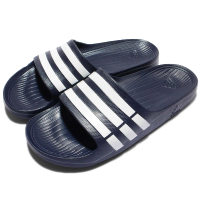 【adidas 愛迪達】拖鞋 DURAMO SLIDE 男鞋 愛迪達 運動休閒 基本款 藍白(G15892)