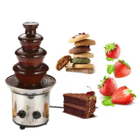 4 Tiers Chocolate Fountain Stainless Steel Chocolate Fondue Fountain, Easy to Assemble, for Cheese, BBQ Sauce, Ranch..