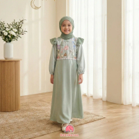 Daliya Gamis Anak Remaja Perempuan Muslim Katun Silk Ombre Tile Garden Premium Lebaran