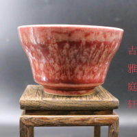 大清康熙年制寶石紅釉茶杯 茶具用品 仿古瓷器 全手工老古董古玩1入