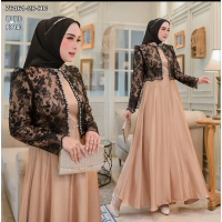 Gamis dress Lora series 2 set inner outer bahan satin velvet mix tile spangle Muslim Cantik  Wanita 