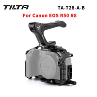 TILTA Full Camera Cage For Canon R8 Black TA-T28-A-B HDMI Cable Clamp For Canon EOS R50 R8 ARRI 3/8" 1/4"-20 Threaded Hole