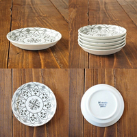 日本製美濃燒 摩洛哥圖騰 白色餐盤 盤子 碟子 圓盤 餐具 碗盤 廚房用品 廚具 點心盤 小菜盤 可微波/洗碗機使用