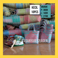 10pcs Tas Anyaman Plastik Lurik Uk.Kecil / Tas Jinjing, Tas Parcel, Tas Souvenir, Tas Lebaran, Tas S