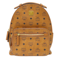 【二手名牌BRAND OFF】MCM 棕色 塗層帆布 rucksack backpack 後背包 金扣
