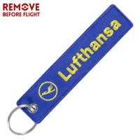 1 PC Jewelry Key Tag Label Embroidery Blue Lufthansa Keychains Fashion Keyrings Flight Crew Pilot Key Chain for Aviation Gifts