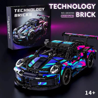 Building Blocks Porsche 88009 Cyberpunk 911rsr Building Blocks Sports Car Boy Assembly Toy Car Model
