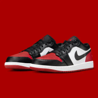 【NIKE 耐吉】休閒鞋 Air Jordan 1 Low Bred Toe 黑紅腳趾 男鞋 553558-161