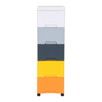 威瑪索 24面寬DIY可拆式五層抽屜縫隙收納櫃/置物櫃-附輪-(5色)