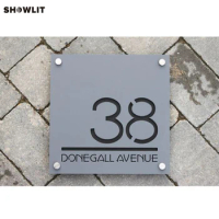 House Number Plate In Stainless Steel with mounting Spacers