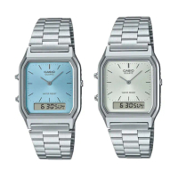 【CASIO 卡西歐】AQ-230A 中性古典 兩地時間 自動日曆 數位視窗 石英錶 手錶 29.8mm(時尚色彩)
