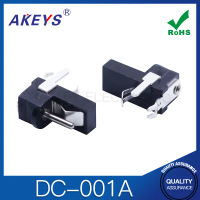 Soket Kuasa DC-001A, 10pcs, 1.0mm Pin Dalam, Pin Bulat, 5-Pin, Kosong, Palam Siku