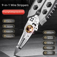 9 in 1 multifunctional electrician pliers 7-inch wire strippers Cable Stripping Crimping Striping External hex wrench Hand tools