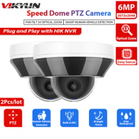 Vikylin 6MP PTZ 3X Zoom Dome Security IP Camera for Hikvision Compatible POE 2.8-8mm IP66 CCTV Surveillance Cam With MIC 2Pcs