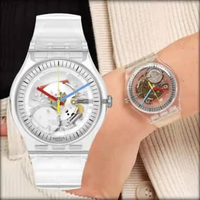 Original 100%!! SWATCH 41mm SO29K100-S06 CLEARLY NEW GENT Jam Tangan Unisex Garansi Resmi 2 Tahun