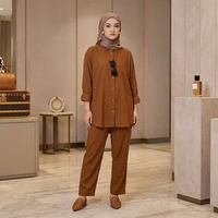 ONE SET WANITA KEKINIAN SETELAN RAYON TWILL PREMIUM POLOS BAJU,WANITA ADEM ANTI NERAWANG Pink