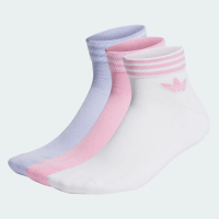 【adidas 愛迪達】襪子 中筒襪 運動襪 3雙組 三葉草 TREF ANK SCK HC 白粉紫 IU2663