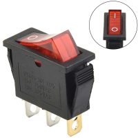 สวิตช์โยก, 3 ขา, 15A, 250V, 20A, 125V, สีแดง, เปิด-ปิด-เปิด